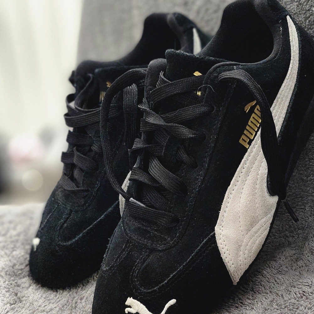 PUMA Black Suede Sneakers with White Formstrip